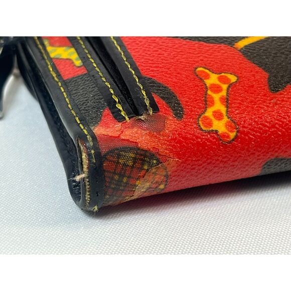 VTG Dooney & Bourke Scottie Dog Red Wallet Clutch Checkbook Card Holder 7" - Picture 13 of 16